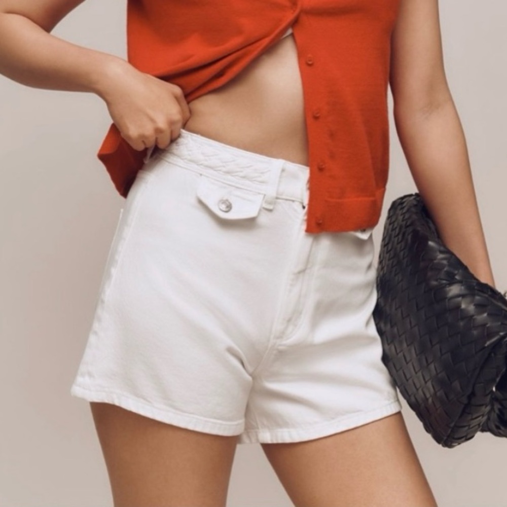 🟤NWT ROLLA’S by ANTHROPOLOGIE Mirage High-Rise Braided Shorts in Vintage White